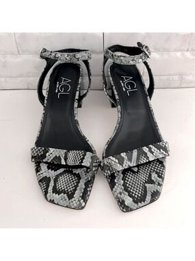 AGL Angie Ankle Strappy Sandal Heel In Menthe-nero Sz 40, 9.5